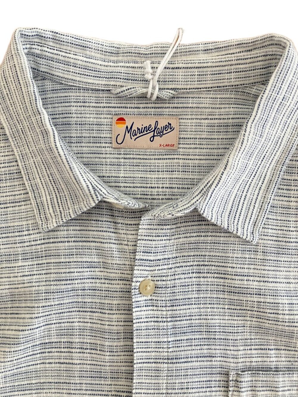 Marine Layer Men's Stretch Selvage Short Sleeve T-Shirt Size XL Blue Mini Stripe - Picture 11 of 11